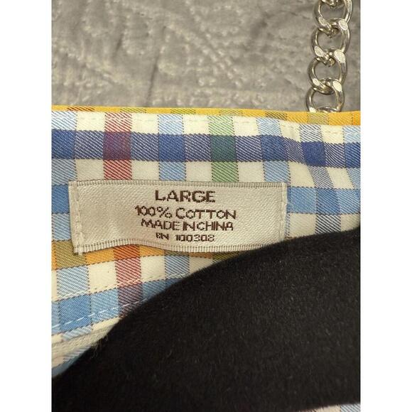 Peter Millar Shirt Adult Large Blue Multi Shepherd Check Cotton Button Up Mens - Picture 5 of 9